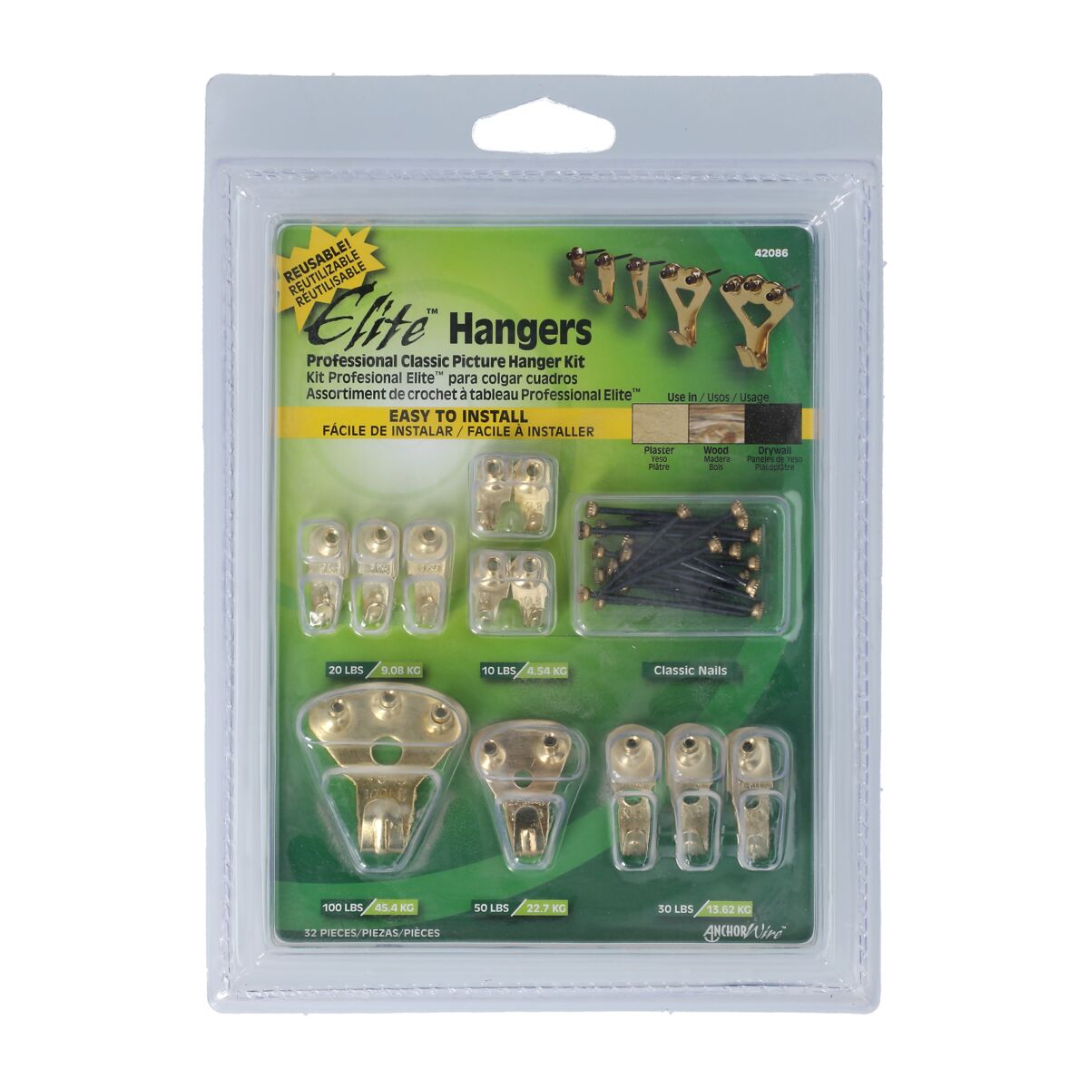 Hillman 32-Piece Elite Brass-Plated Classic Picture Hanging Set Copper